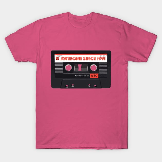 Classic Cassette Tape Mixtape - Awesome Since 1991 Birthday Gift T-Shirt by DankFutura